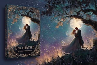 design illustrated book cover for fairytale fantasy romance