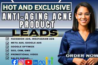 verified anti aging acne product leads, skin care leads, via facebook ads