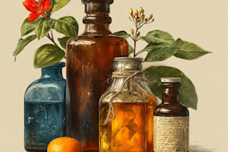 make detailed illustration for label product
