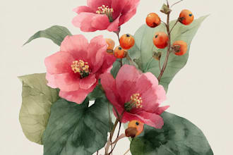 do an awesome botanical plant fruits illustration