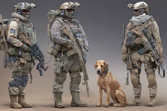 draw tactical, warrior ,or military themed illustrations