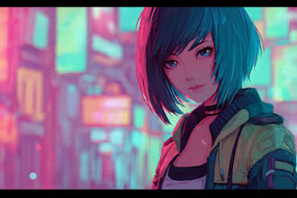 design anime character , cyberpunk character