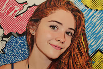 draw pop art portrait in roy lichtenstein style