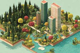 create vector isometric map illustration
