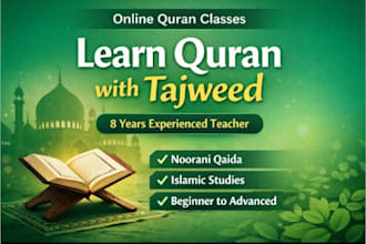 teach quran with tajweed and basic  islamic studies  online