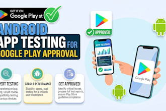 provide 12 to 20 testers for android app testing approved by google play store