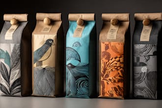 do professional coffee packaging design and custom labels