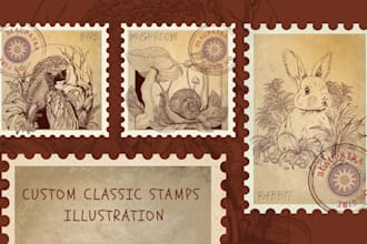 create custom vintage engraving illustration and stamp art