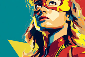 illustrate a superhero pop art