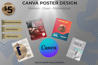 design modern canva social media posts, ads and posters
