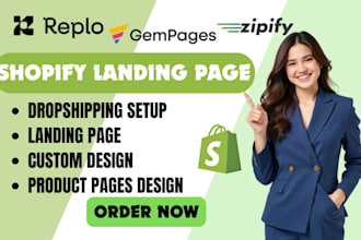 design high converting shopify landing page using pagefly gempages or replo