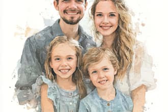 make watercolor family portrait