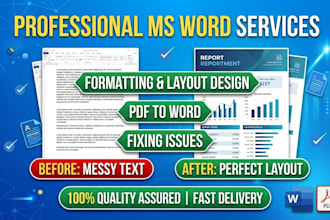 do professional ms word formatting  layout design