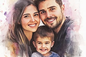 custom watercolor family portrait