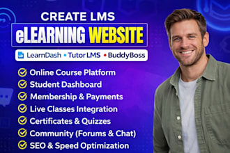 create elearning lms website with learndash tutor lms in wordpress