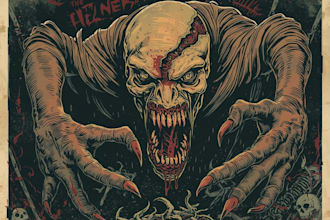 design horror movie poster film poster, vintage gore monster poster