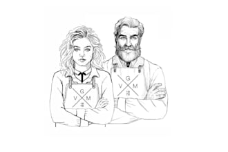 design additional female sketch character promote drink logo