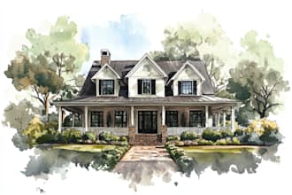 do an watercolor house portrait