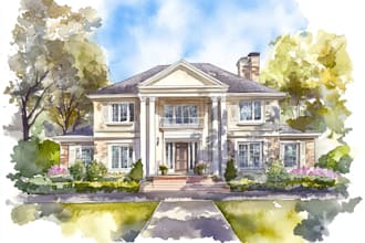 do an watercolor house portrait