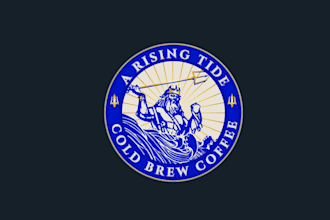 design tea cafe logo with trident coffee new product