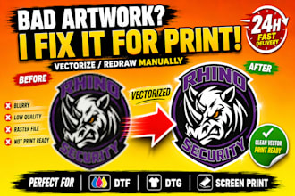 do vectorize or redraw your artwork for dtf, dtg, and screen printing