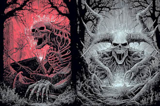 create a death metal or black metal album cover
