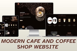 design modern cafe and coffee shop landing page website for restaurant