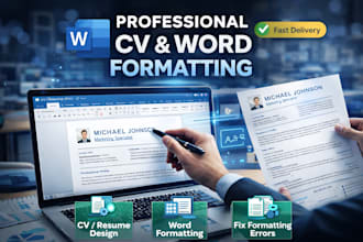 format word document, create professional cv resume and fix formatting issues