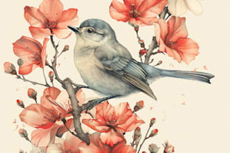 draw an animal and botanical illustration