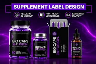 create label design, product label design, peptide label, and vial label design