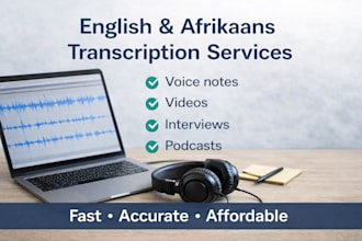 transcribe english or afrikaans audio fast