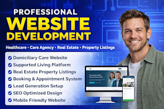 build healthcare domiciliary care real estate wordpress website property listing