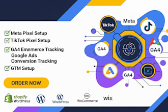 setup meta and tiktok pixel, ga4 ecommerce google ads conversion tracking by GTM