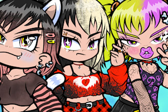 do create chibi y2k illustration for vtuber character