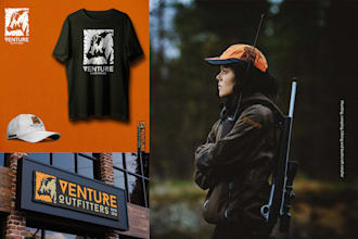 modern unique professional outdoors,hunting and fishing logo