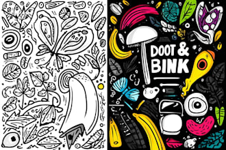 do office, restaurant wall art, mural, doodle art
