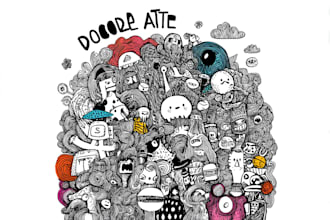 create cartoon doodle art illustration for your project