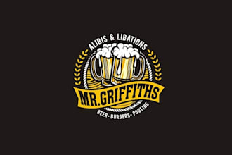 create existing bar logo with a couple of beer burger