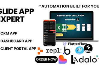 build glide app for CRM dashboard client portal,dashboard survey and automation