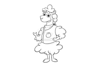 design female sheep character logo