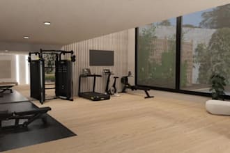 design modern salon, gym, studio and spa interior with 3d rendering 2d floorplan