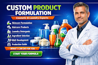 develop formulation for cosmetic and laundry products