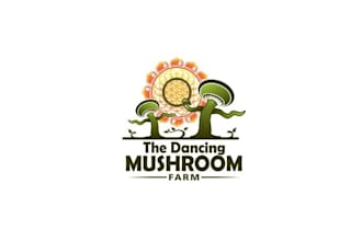 design dancing mushroom logo with the flower of life