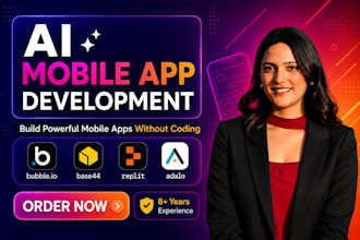 do ai app development ai mobile app using  base44, replit,bubble io