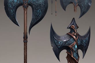 create unique fantasy weapon designs and concept items