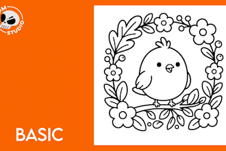 create digital coloring book pages for kids or adults