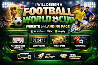 design a football world cup website or landing page using wordpress,wix, shopify