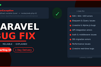 fix your laravel bugs and errors fast