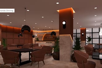do restaurant interior design and realistic 3d rendering
