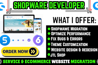 develop shopware 6 website optimize fix shopware bugs design or redesign store